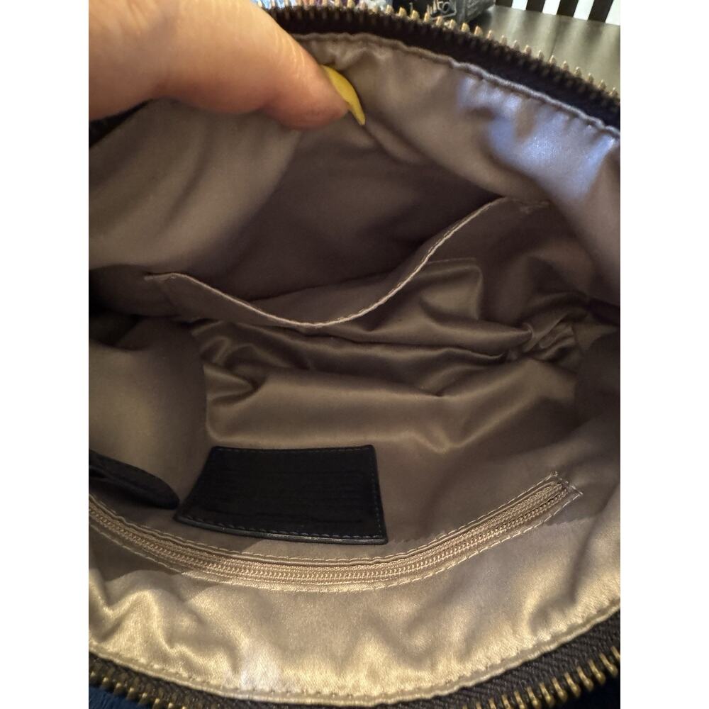 Navy Blue Coach Poppy Liquid Gloss Quilted Patent Leather Bag - Picture 10 of 10